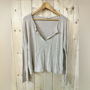SLOUCHY Ribbed Long Sleeve Lounge Top Oatmeal Colour Size Large